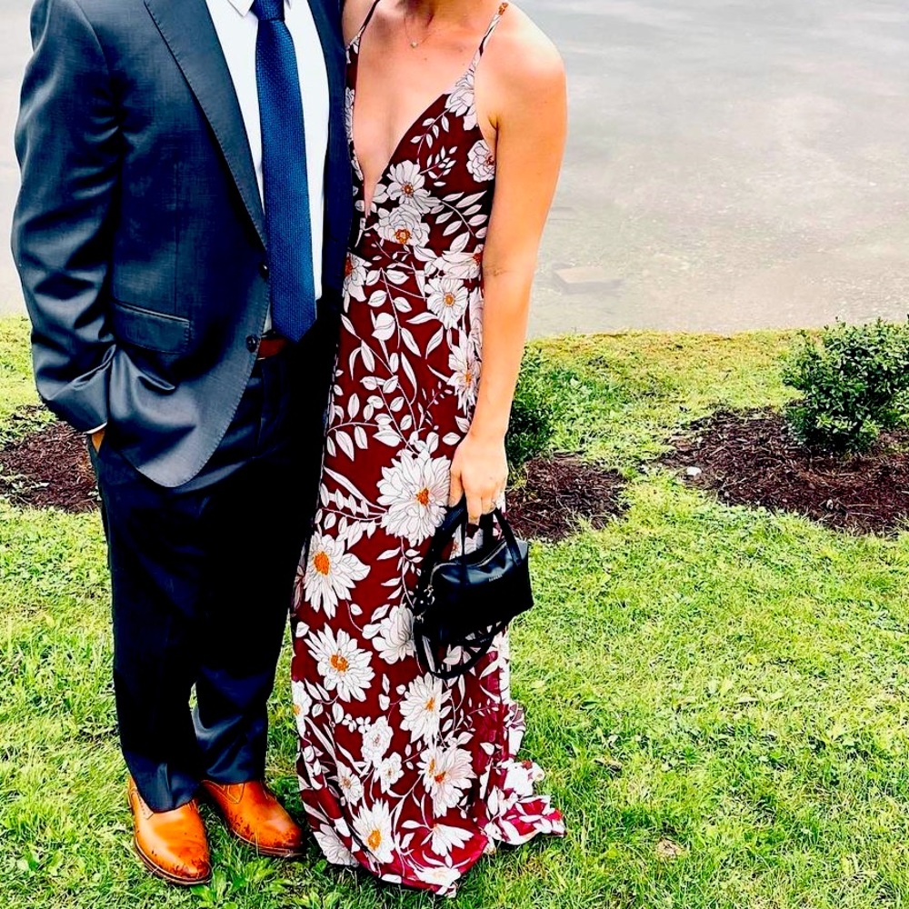Lulus red floral maxi dress